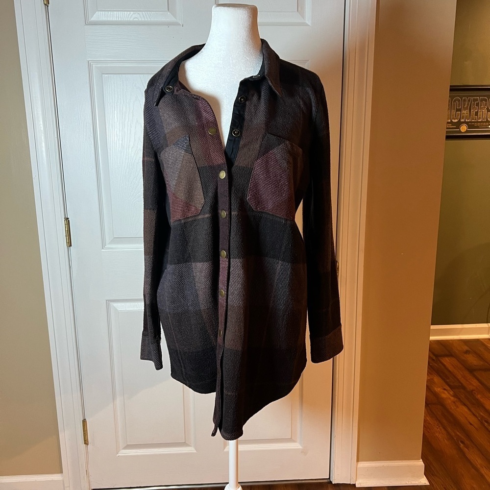 Soft Surrounding Womens Size M Bonfire Plaid Shirt Tunic Dress Shacket Cozy - Picture 2 of 6